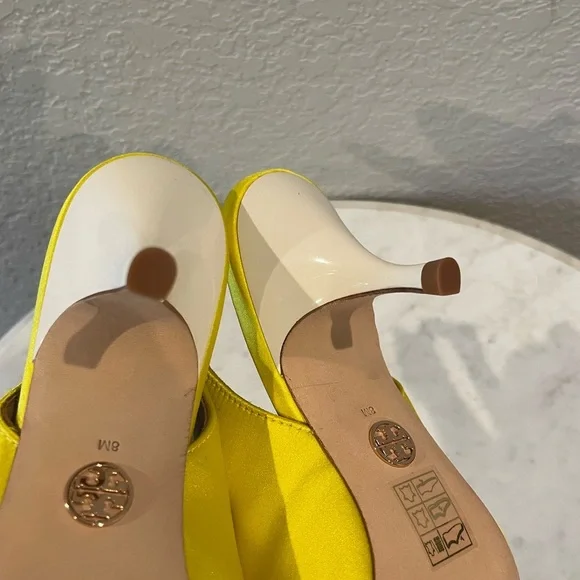 Tory Burch Runway Women’s Satin Slingback Pump Size 8, Yellow - Picture 10 of 10